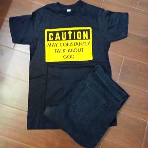 Unisex NWOT Caution God Small Shirt